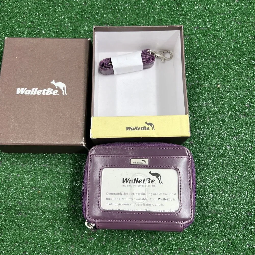 WalletBe Genuine Calf Skin Leather  Wallet Cell‎ Phone Case Purple New In Box